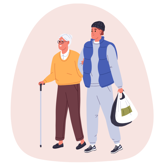 image décorative personne âgée et son aidant