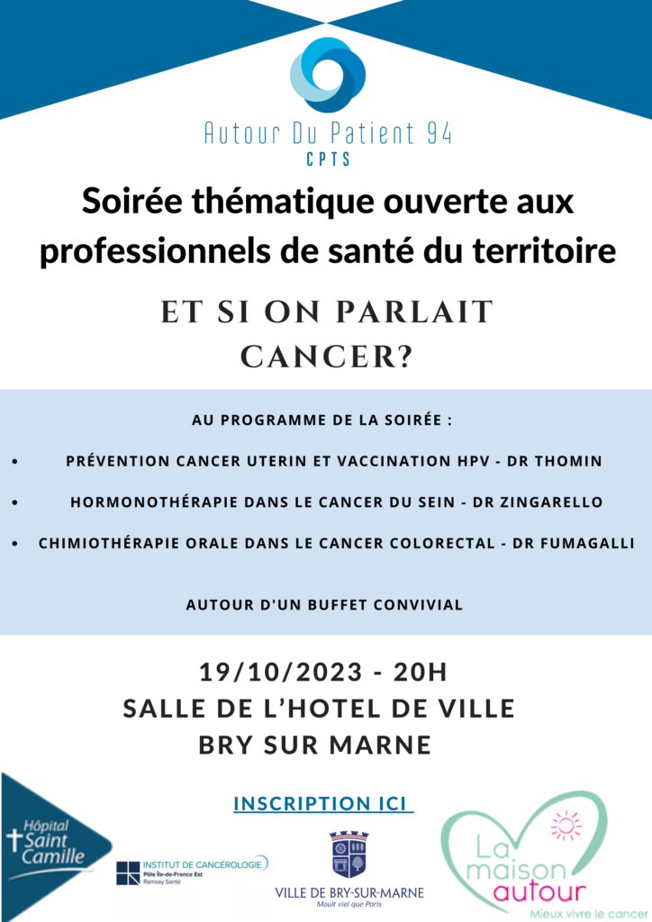 Affiche soirée thématique ouverte aux professionnels de santé du territoire et si on parlait cancer ?